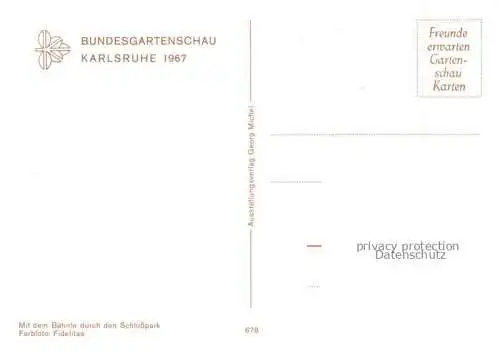 AK / Ansichtskarte BUGA Bundesgartenschau Karlsruhe Kleinbahn Baehnle Rosen Schlosspark 