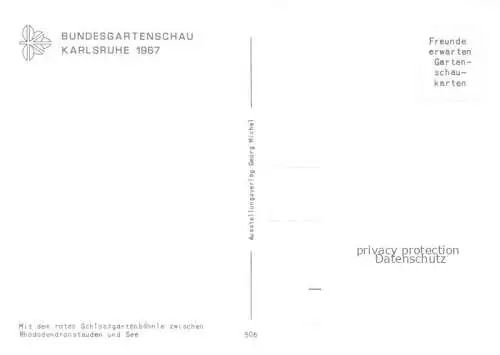AK / Ansichtskarte BUGA Bundesgartenschau Karlsruhe Schloss baehnle Rhododendronstauden See