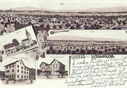 AK / Ansichtskarte Muellheim Steckborn TG Panorama Kirche Handlung Schulhaus Litho