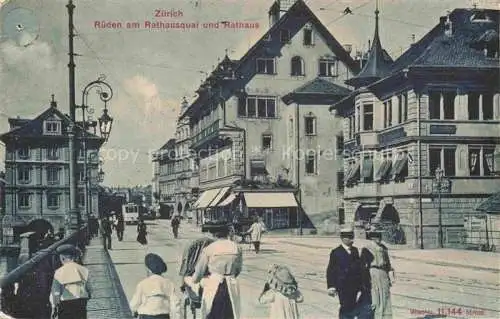 AK / Ansichtskarte ZueRICH  ZH Rueden am Rathausquai und Rathaus