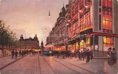 AK / Ansichtskarte ZueRICH  ZH Theaterstrasse Strassenbahn Kuenstlerkarte