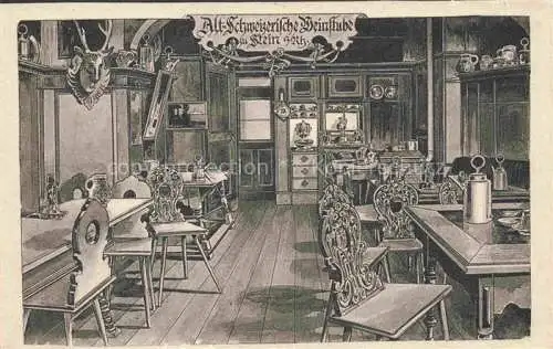 AK / Ansichtskarte STEIN  AM RHEIN SH Alt-Schweizerische Weinstube Gastraum Kuenstlerkarte