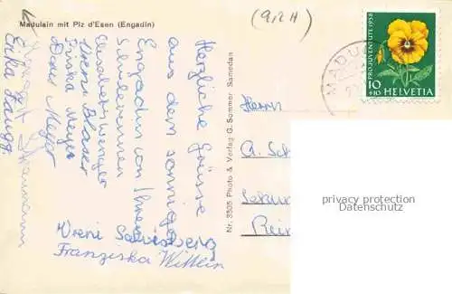 AK / Ansichtskarte Madulain Madulein Maloja GR Panorama mit Piz d'Esen
