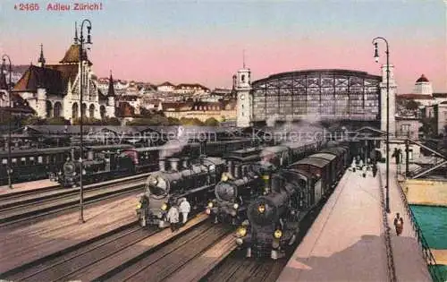 AK / Ansichtskarte ZueRICH  ZH Bahnhof Zuege Dampflokomotiven