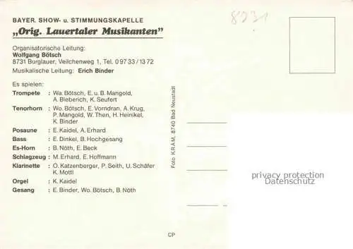 AK / Ansichtskarte Burglauer Original Lauertaler Musikanten Bayerische Show- und Stimmungskapelle