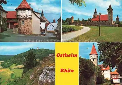 AK / Ansichtskarte Ostheim  Rhoen Teilansichten historischer Ortskern Kirchenburg Landschaftspanorama