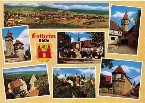 AK / Ansichtskarte Ostheim  Rhoen Panorama Teilansichten historischer Ortskern Kirchenburg Landschaftspanorama