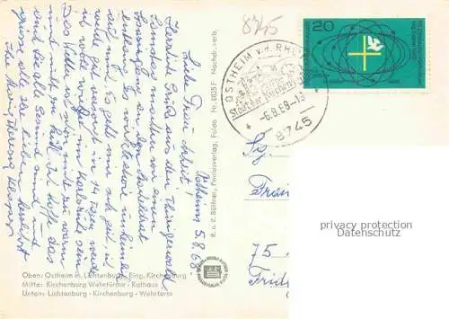 AK / Ansichtskarte Ostheim  Rhoen Panorama Teilansichten historischer Ortskern Kirchenburg Landschaftspanorama