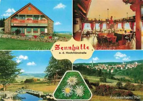 AK / Ansichtskarte Fladungen Sennhuette Hochrhoenstrasse Gastraum Blick nach Thueringen Frankenheim