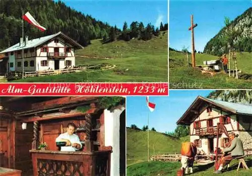 AK / Ansichtskarte Woergl  Kufstein Tirol AT Alm Gaststaette Hoehlenstein Bar Terrasse Gipfelkreuz