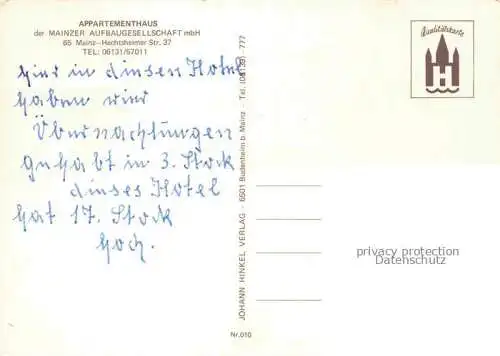 AK / Ansichtskarte MAINZ Rhein Appartementhaus der Mainzer Aufbaugesellschaft Speisesaal Appartement Panorama