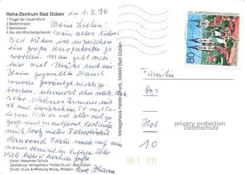 AK / Ansichtskarte Bad Dueben Sachsen Reha Zentrum Neue Klinik Badetherapie Speisesaal Altes Moorbadgebaeude
