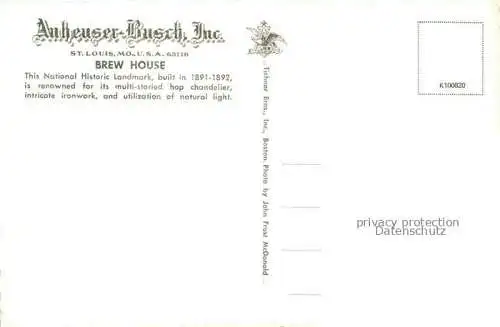 AK / Ansichtskarte ST LOUIS Missouri USA Anheuser Busch Brew House