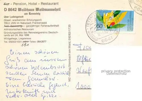 AK / Ansichtskarte Rennsteig Hotel Restaurant Waldhaus Waidmannsheil Gastraeume Bar Grill