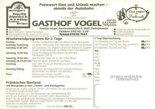 AK / Ansichtskarte Rudolphstein Hotel Pension Vogel