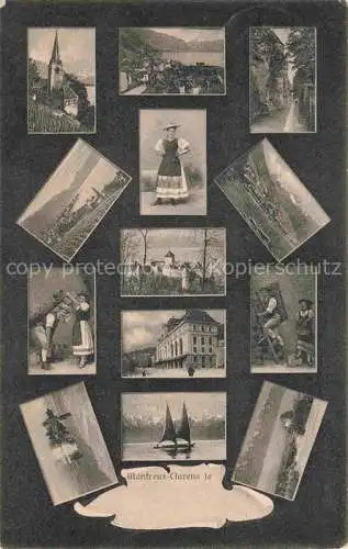 AK / Ansichtskarte Clarens  Montreux VD Teilansichten Trachten Genfersee Alpen