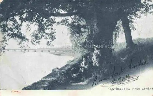 AK / Ansichtskarte La Belotte Geneve GE Des enfants au bord du Lac Léman