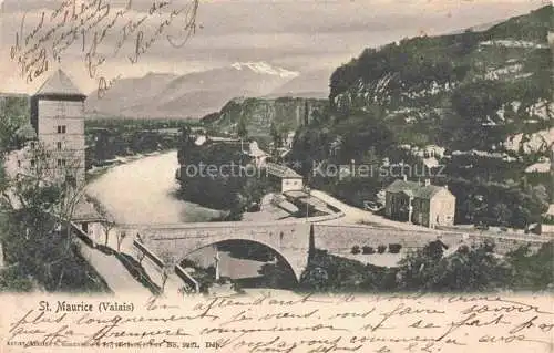 AK / Ansichtskarte St-Maurice  Valais VS Vue générale et les Alpes