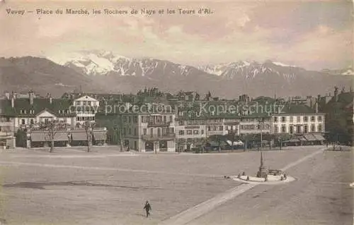 AK / Ansichtskarte VEVEY VD Place du Marché Rochers de Naye et les Tours d'Ai