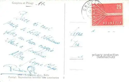 AK / Ansichtskarte Gruyeres  Gruyere Greyerz FR Vue générale et Pringy vue aérienne
