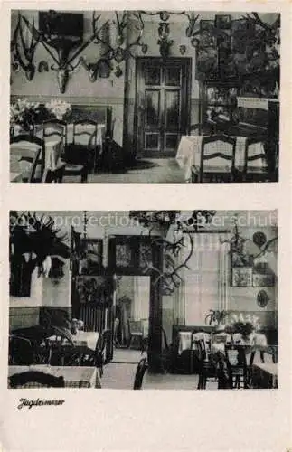 AK / Ansichtskarte Trusetal Schmalkalden-Meiningen Thueringen Gasthaus Pension zum Trusentaler Wasserfall Gastraum Jagdzimmer