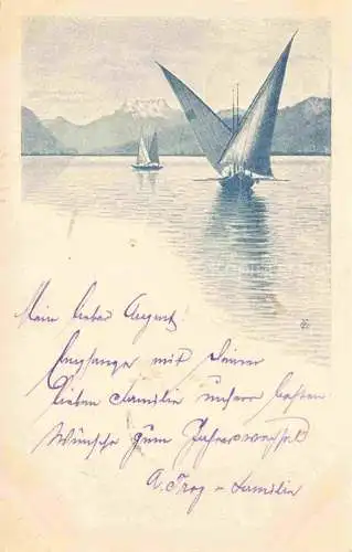 AK / Ansichtskarte Lac Leman Genfersee GE Barques et Dent du Midi Alpes