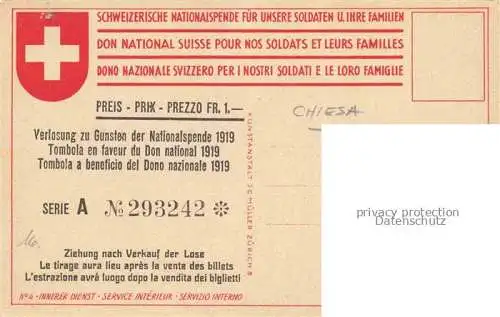AK / Ansichtskarte CHIESA Pietro Kuenstlerkarte Soldaten Nationalspende Schweiz