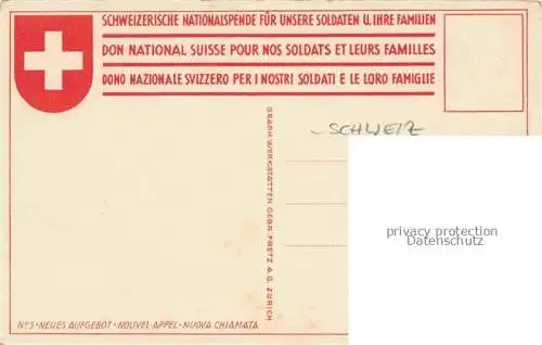 AK / Ansichtskarte Militaria Schweiz Kinder Soldat Frau Schweiz Nationalspende 