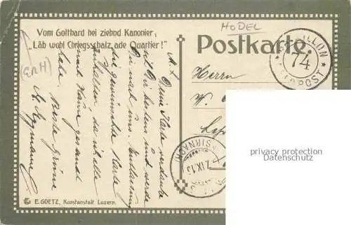 AK / Ansichtskarte HODEL Ernst (1881-1955) Kuenstlerkarte Schweiz Gotthard Kanonier 