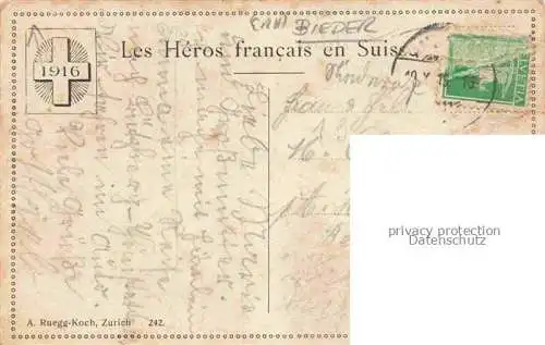 AK / Ansichtskarte BIEDER Kurt Zuerich Kuenstlerkarte Heros francais Suisse 