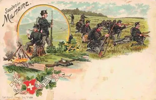 AK / Ansichtskarte Militaria Schweiz Soldatengruss Flawil Litho