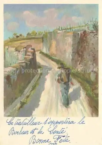 AK / Ansichtskarte PIZZOTTI Ernest (1905-1984) Lausanne Kuenstlerkarte Der Winzer 