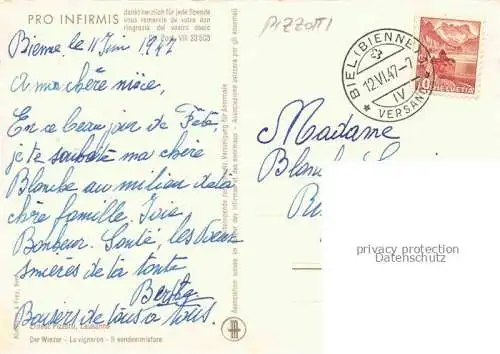 AK / Ansichtskarte PIZZOTTI Ernest (1905-1984) Lausanne Kuenstlerkarte Der Winzer 