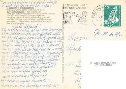 AK / Ansichtskarte Goessweinstein Gaestehaus Stempferhof