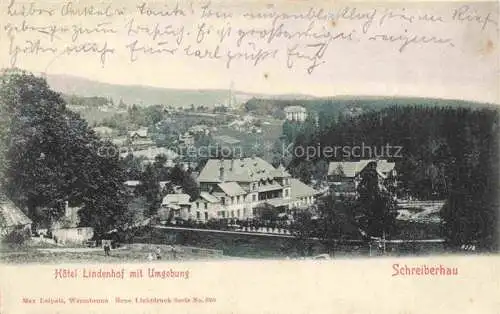 AK / Ansichtskarte Schreiberhau Szklarska Poreba Riesengebirge PL Hotel Lindenhof mit Umgebung