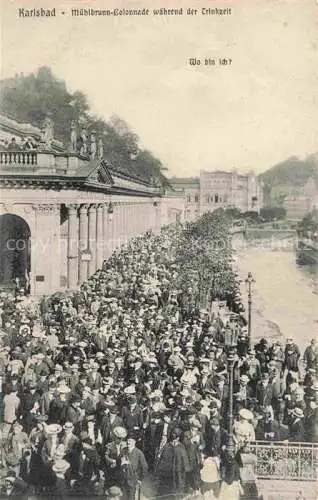 AK / Ansichtskarte Karlsbad Eger KARLOVY VARY CZ Muehlbrunn Colonade waehrend der Trinkzeit