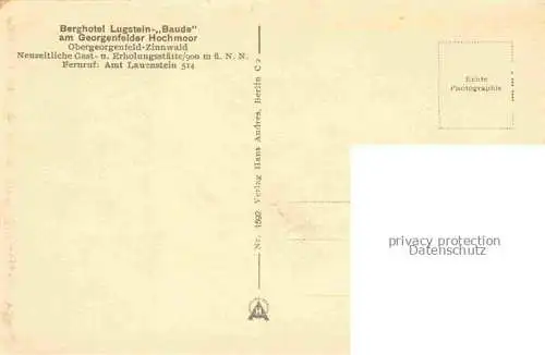 AK / Ansichtskarte Obergeorgenfeld Zinnwald-Georgenfeld Osterzgebirge Sachsen Lugstein Baude