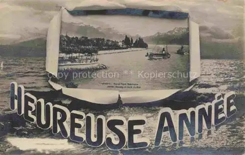 AK / Ansichtskarte VEVEY VD Rond Point Melchers Jardin Roussy et Dent du Midi Heureuse Année