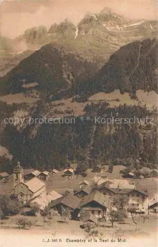 AK / Ansichtskarte Champery VS Vue générale et Dent du Midi