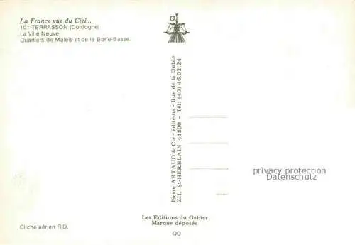 AK / Ansichtskarte Terrasson-Lavilledieu Sarlat-la-Caneda 24 Dordogne Ville Neuve Quartiers de Maleis et de la Borie-Basse vue aérienne