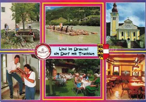 AK / Ansichtskarte Lind Drautal Kleblach-Lind Kaernten AT Drau Floesser Dorfkirche Floessertreffen Drautaler Spezialitaeten Restaurant Kapellenstueberl