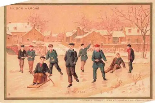 AK / Ansichtskarte PARIS 75 Au bon marché le patinage Maison Aristide Boucicaut Kuenstlerkarte