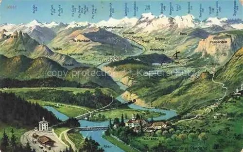 AK / Ansichtskarte Flims GR und Umgebung Buendner Oberland aus der Vogelperspektive Alpenpanorama