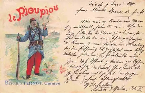 AK / Ansichtskarte GENEVE Genf GE Le Pioupiou Biscuits Pernot Kuenstlerkarte