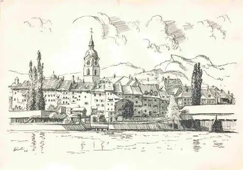 AK / Ansichtskarte OLTEN SO Blick ueber die Aare zur Stadt Kuenstlerkarte