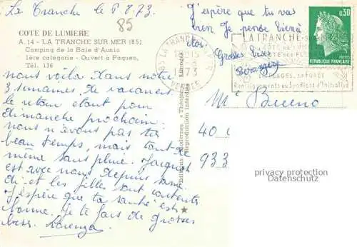 AK / Ansichtskarte LA TRANCHE-SUR MER 85 Vendee Camping de la Baie d'Aunis vue aérienne
