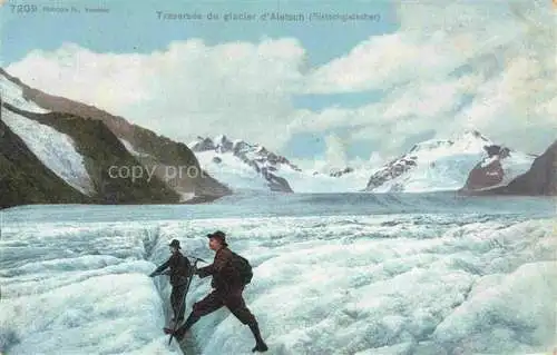 AK / Ansichtskarte Aletschgletscher Rhone VS Traversée du glacier d'Aletsch