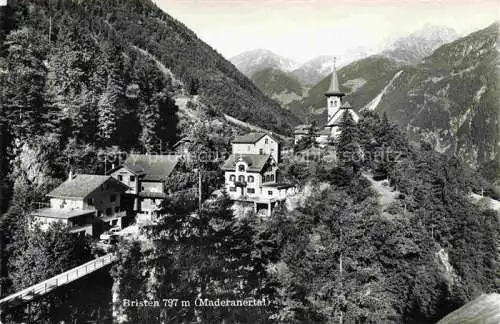 AK / Ansichtskarte Bristen 797m Maderanertal Maderanerthal Silenen UR Bergdorf Ansicht mit Kirche