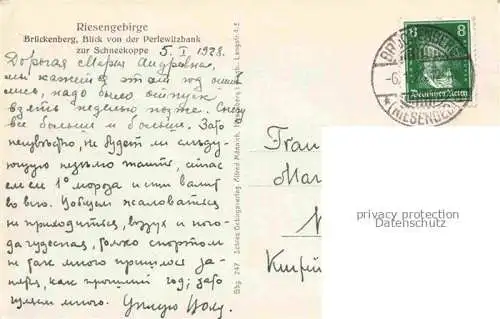 AK / Ansichtskarte Brueckenberg Krummhuebel Riesengebirge PL Blick von der Perlewitzbank zur Schneekoppe