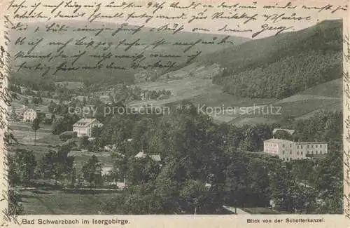 AK / Ansichtskarte Bad Schwarzbach Flinsberg Isergebirge Swieradow Zdroj Bad PL Blick von der Schotterkanzel